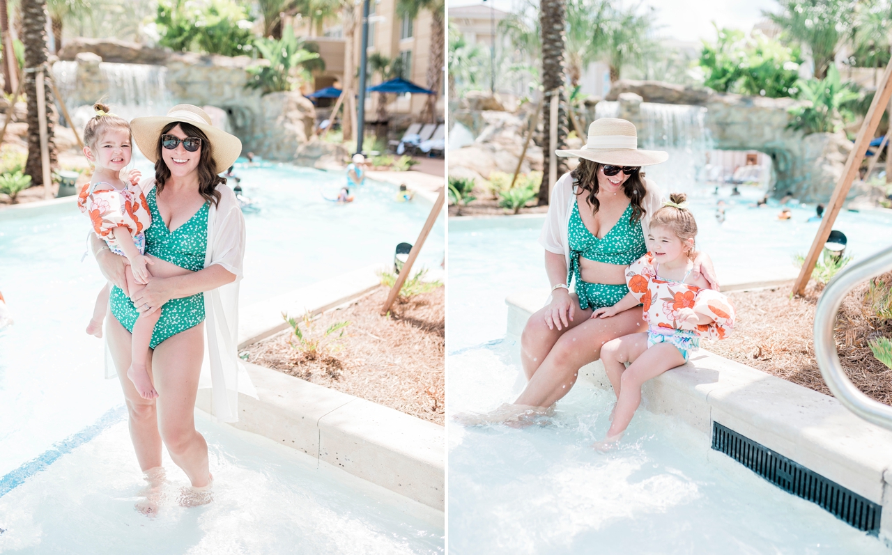 Brittney Naylor and daughter at the lazy river at Gaylord Palms in Orlando Florida