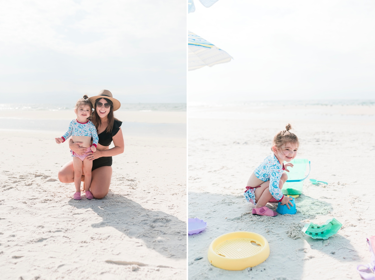 brittney naylor and daughter on the beach in gulf shores alabama