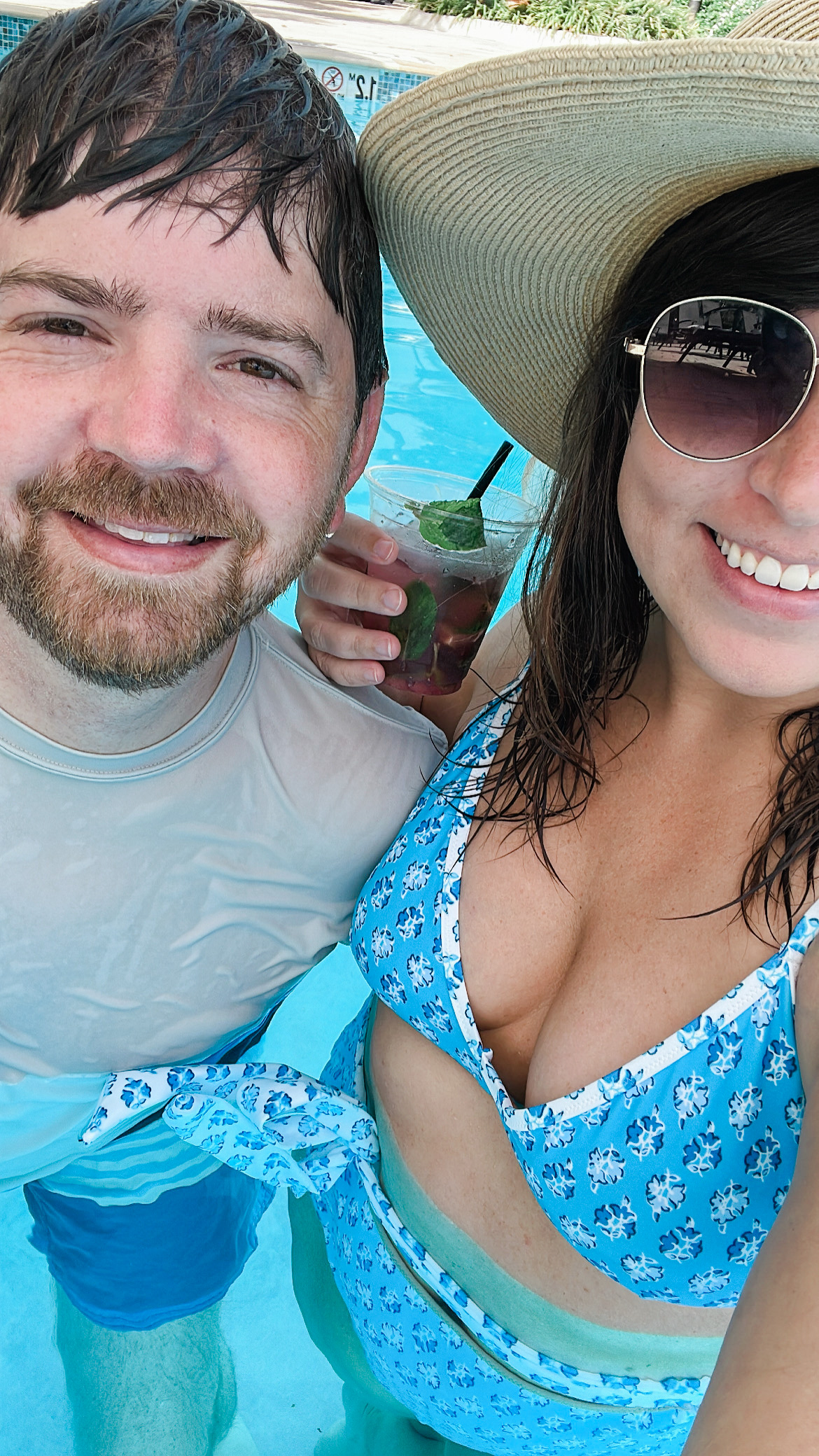 male and female in pool at royal sonesta in san juan