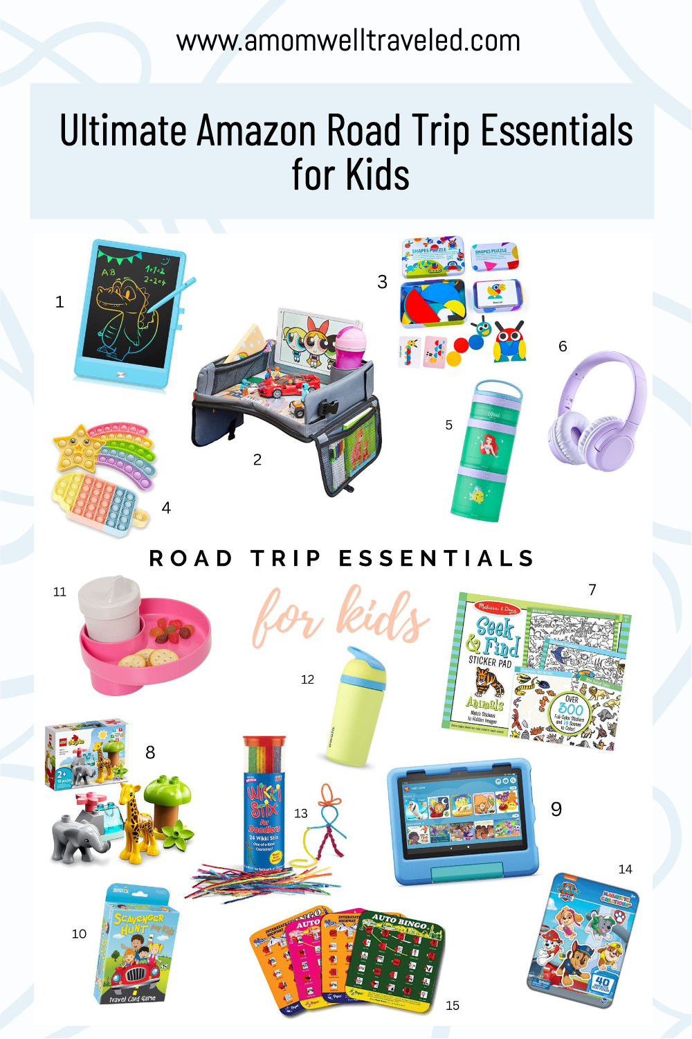 a list of amazon road trip essentials for road trips with kids