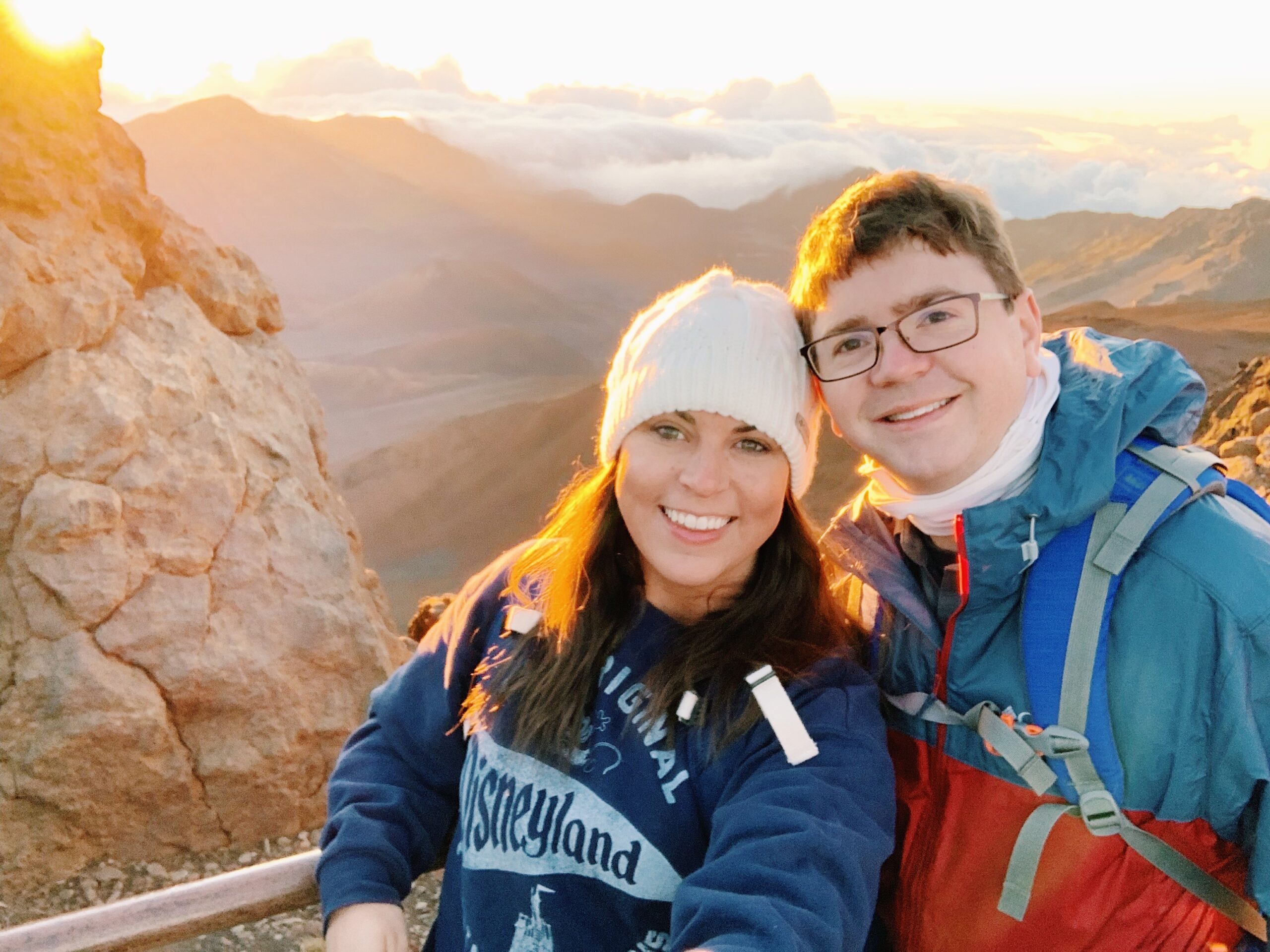 John and Brittney Naylor at the top of Haleakala National Park in Maui Hawaii