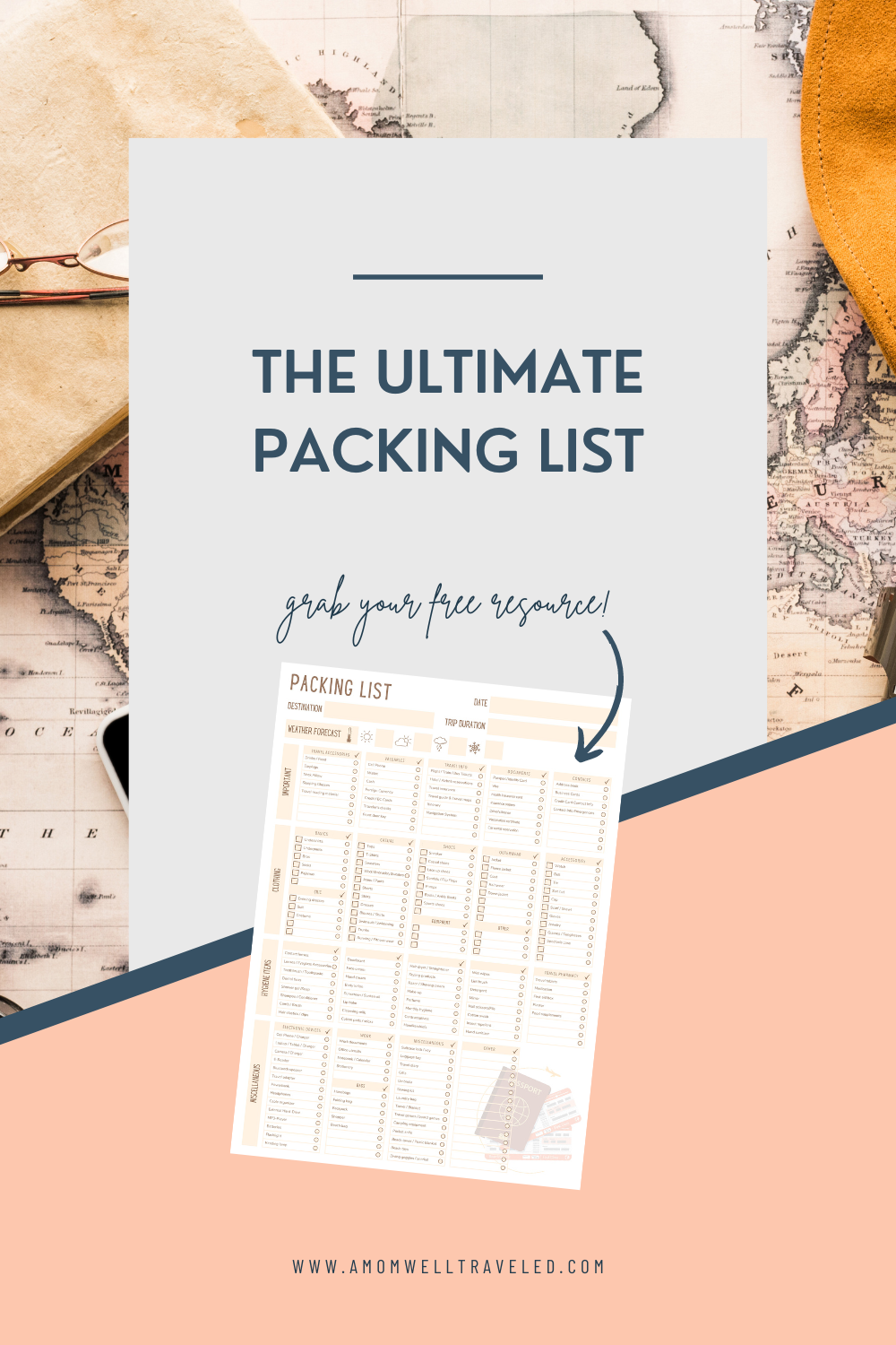 Visual for a free download for the ultimate packing list