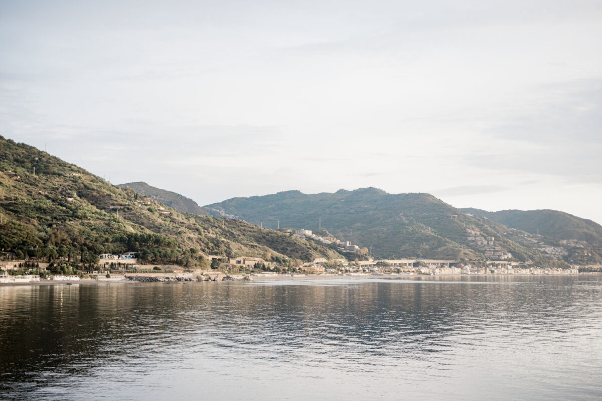 View of the mountains in Taormina, Sicily from the balcony of Atlantis Bay resort.