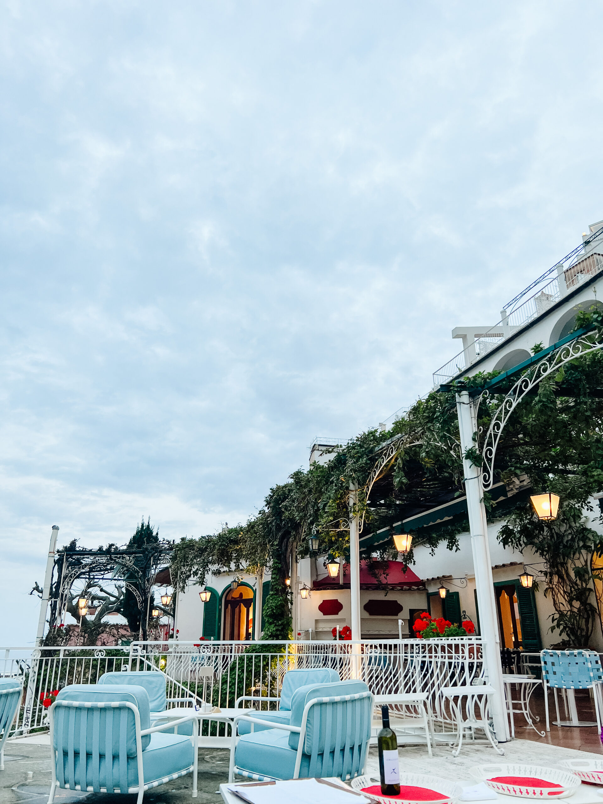 outdoor terrace at Il Tridente and Hotel Poseidon