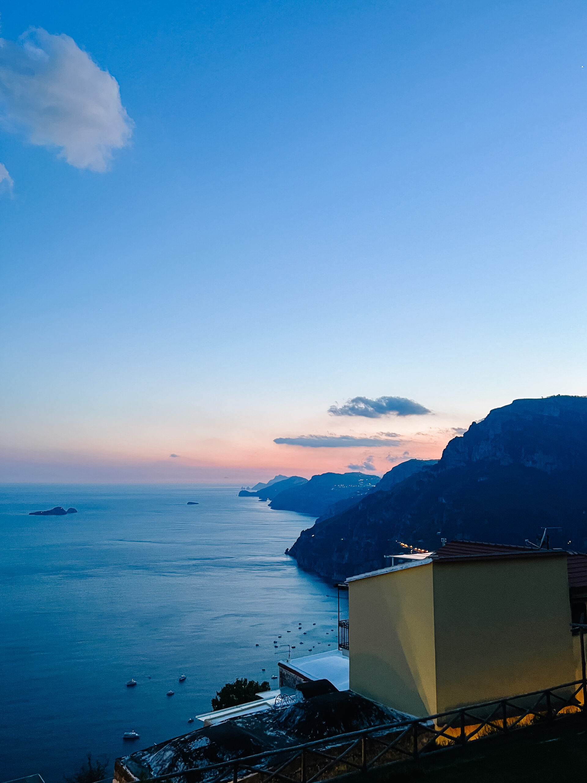 sunset views from Rifugio dei Mele in Positano