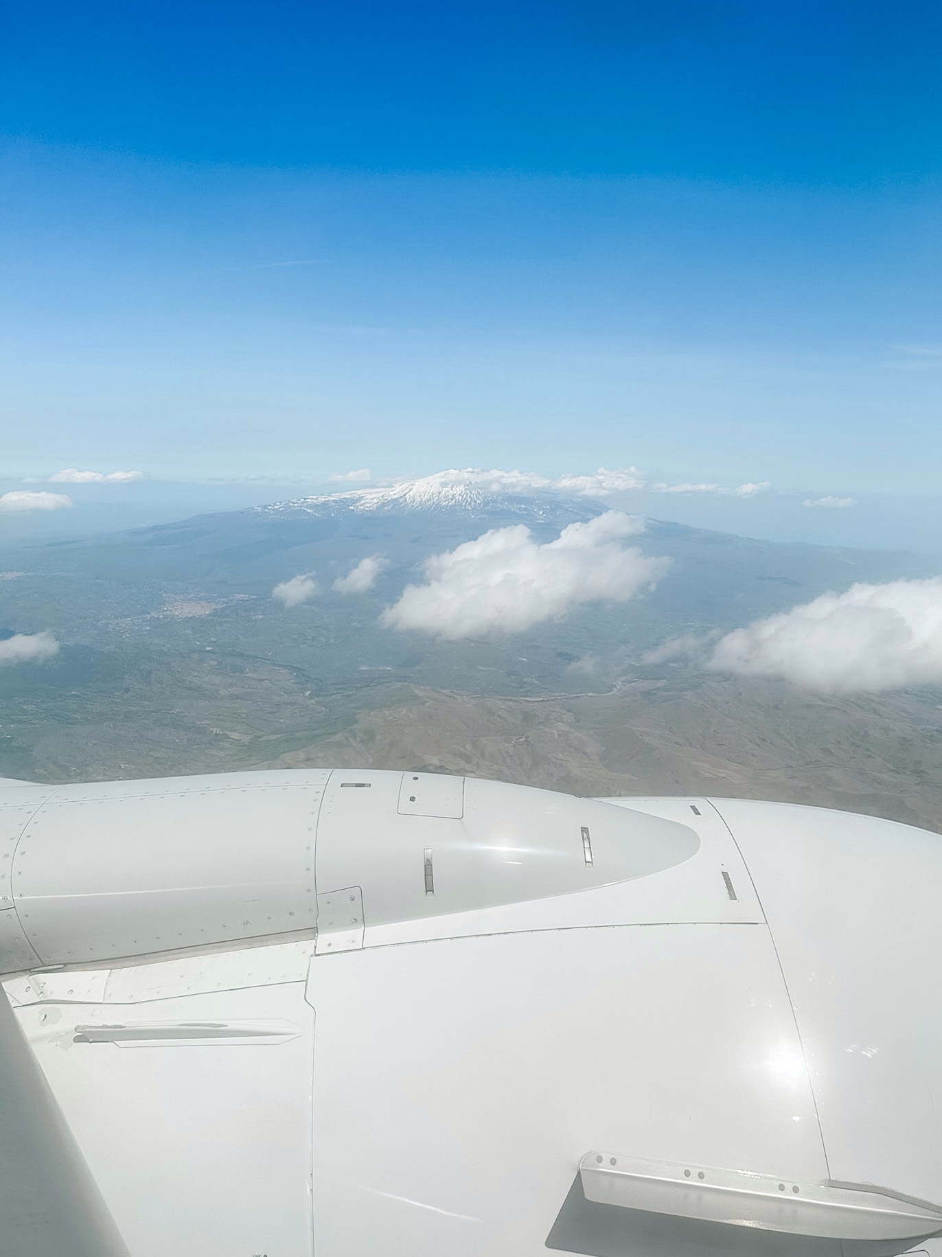 View of Mt Etna in Sicily from airplane