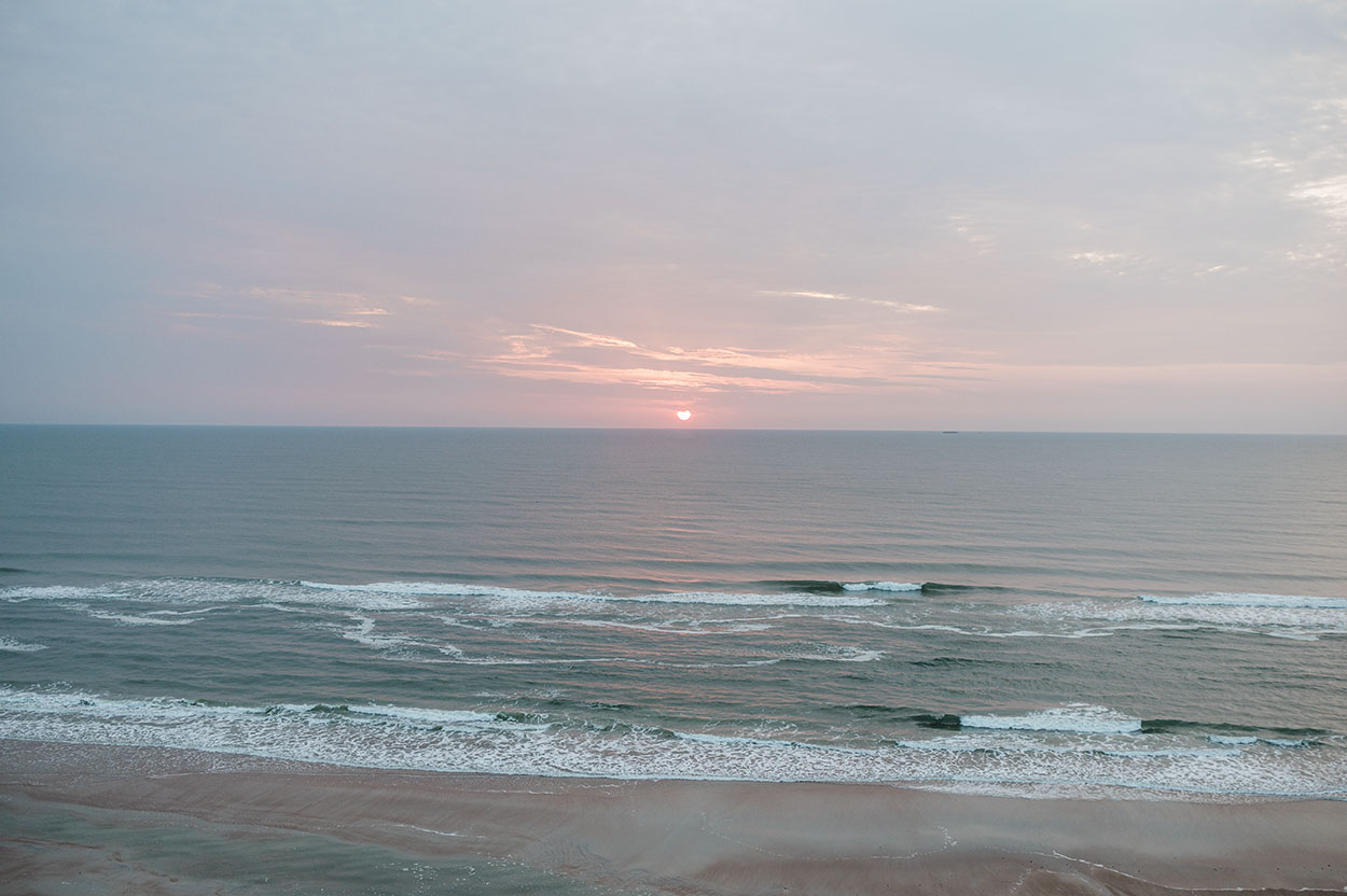 Sunrise in Daytona Beach with overcast skies