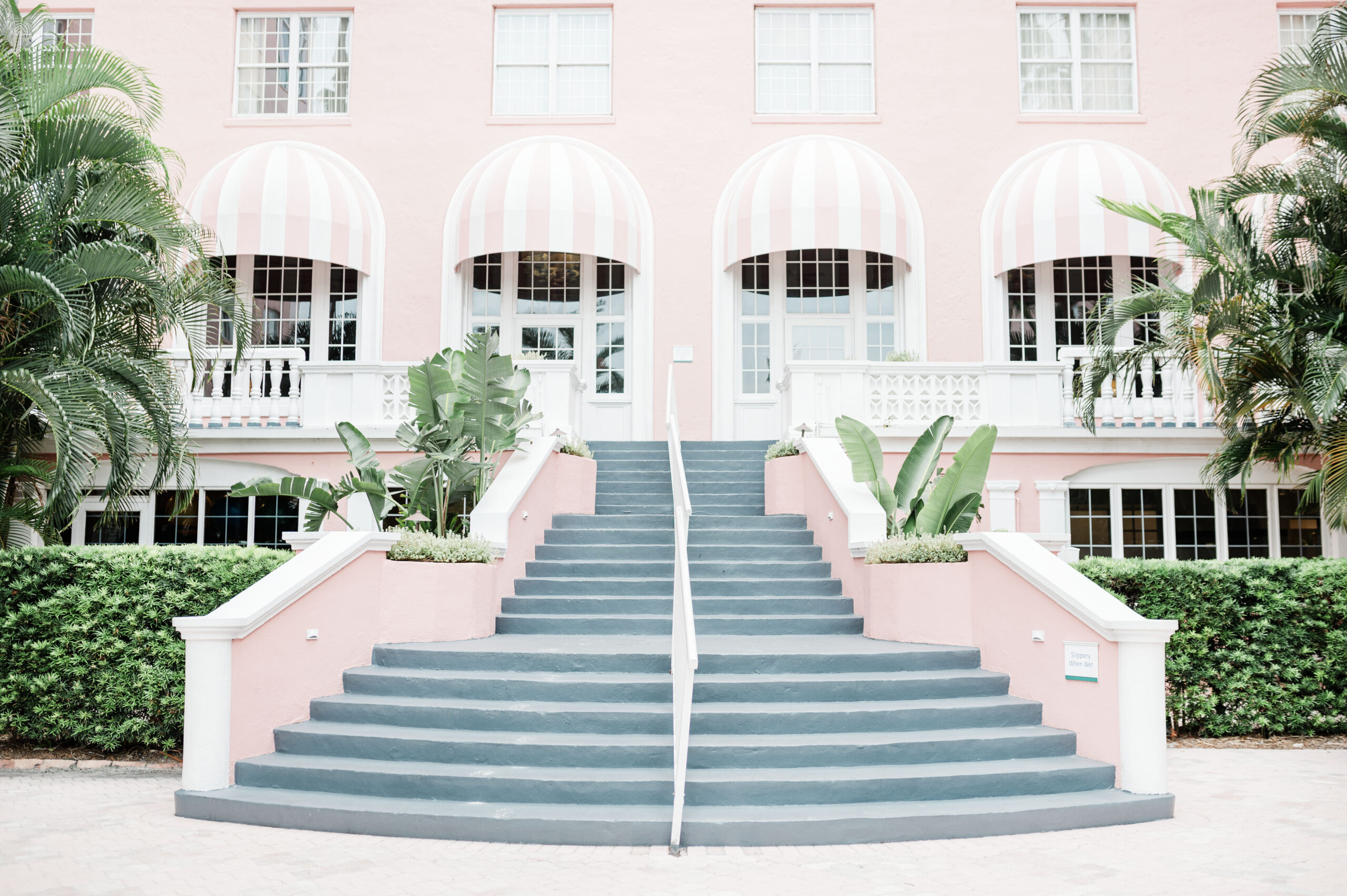 Staircase outside back patio of The Don CeSar in Saint Pete Florida