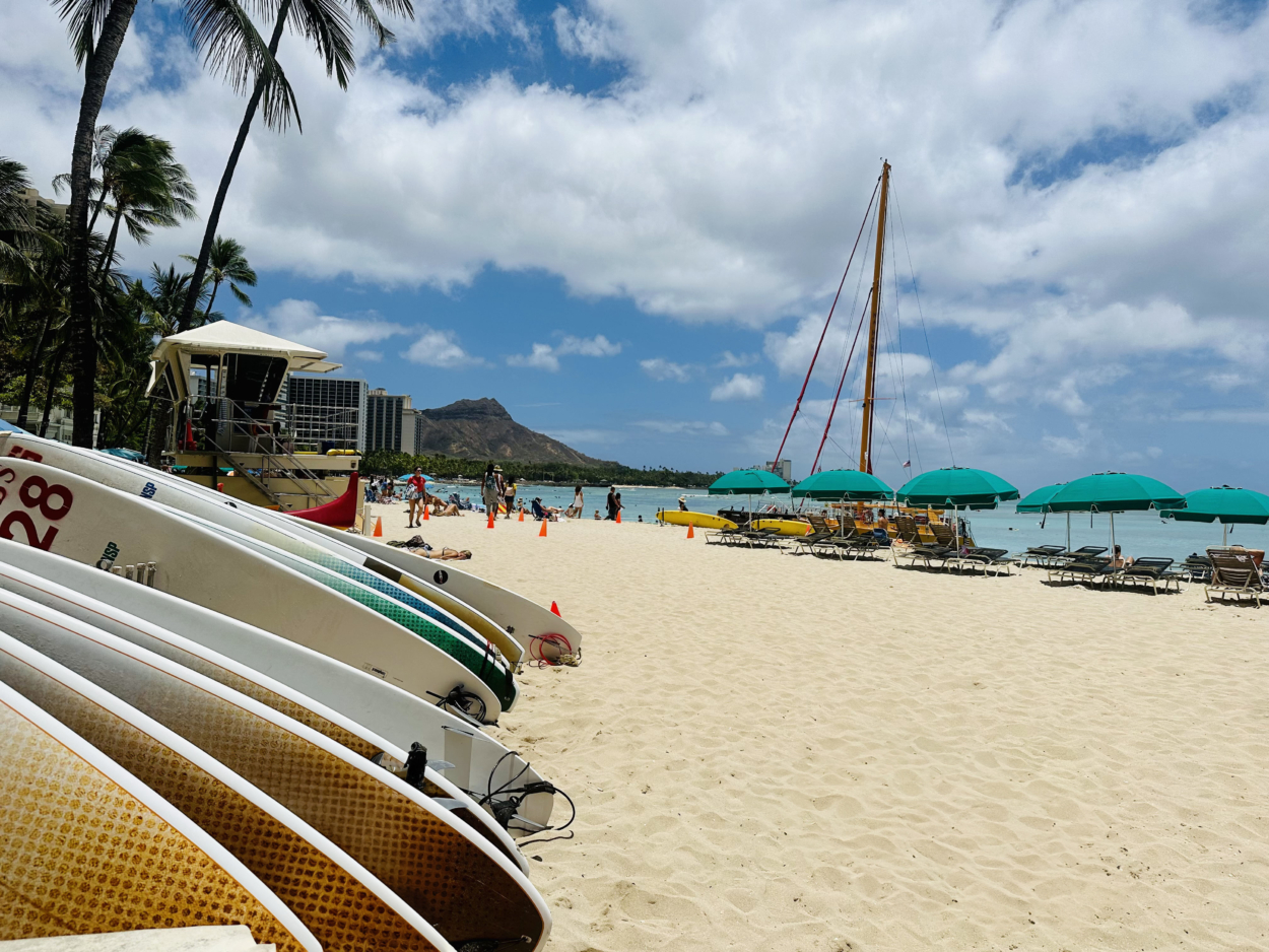 Beach in Oahu, Hawaii--best vacation destinations for families, photo by Kim of Traveling Swansons