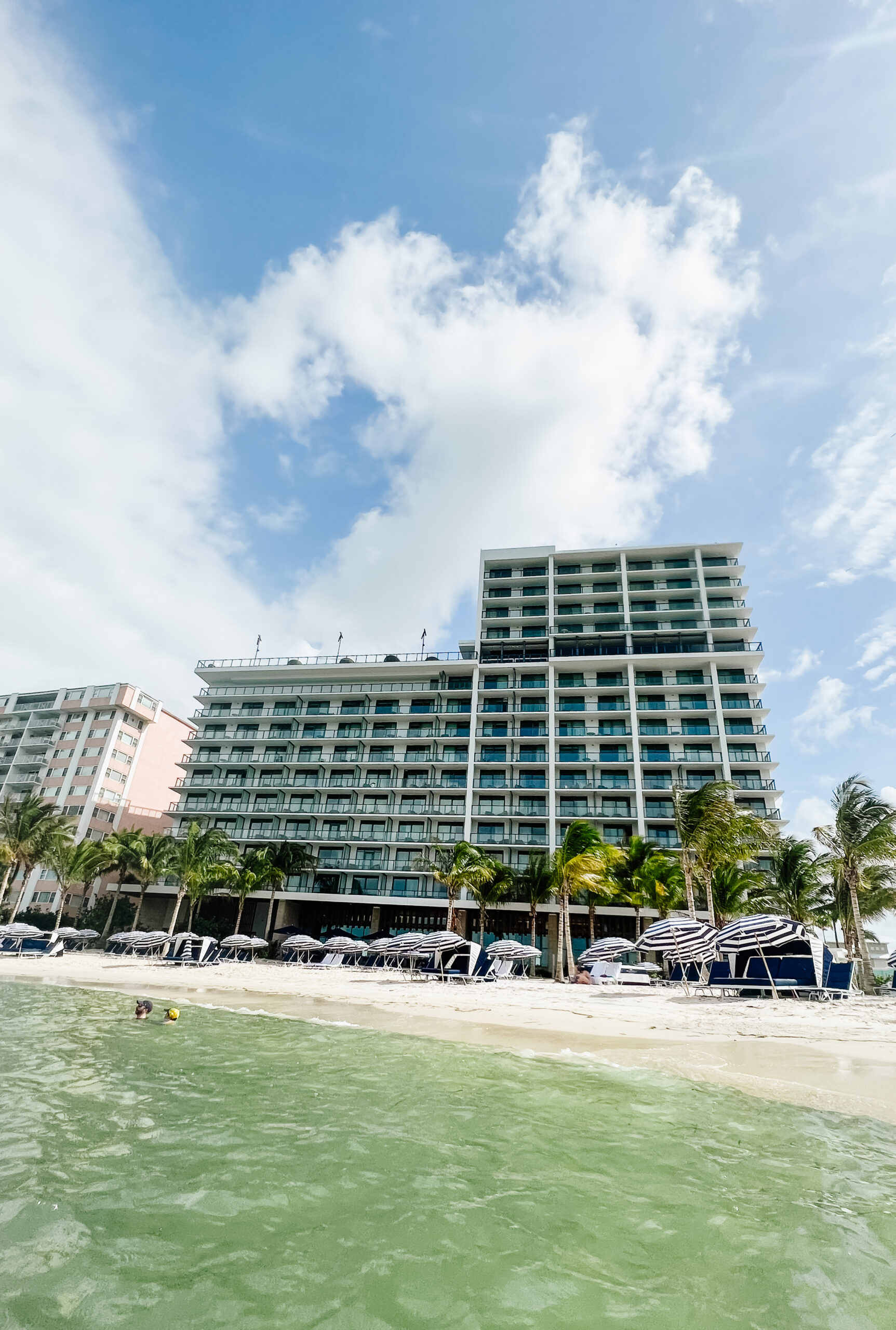 View from the water of the JW Marriott Clearwater Beach Resort and Spa