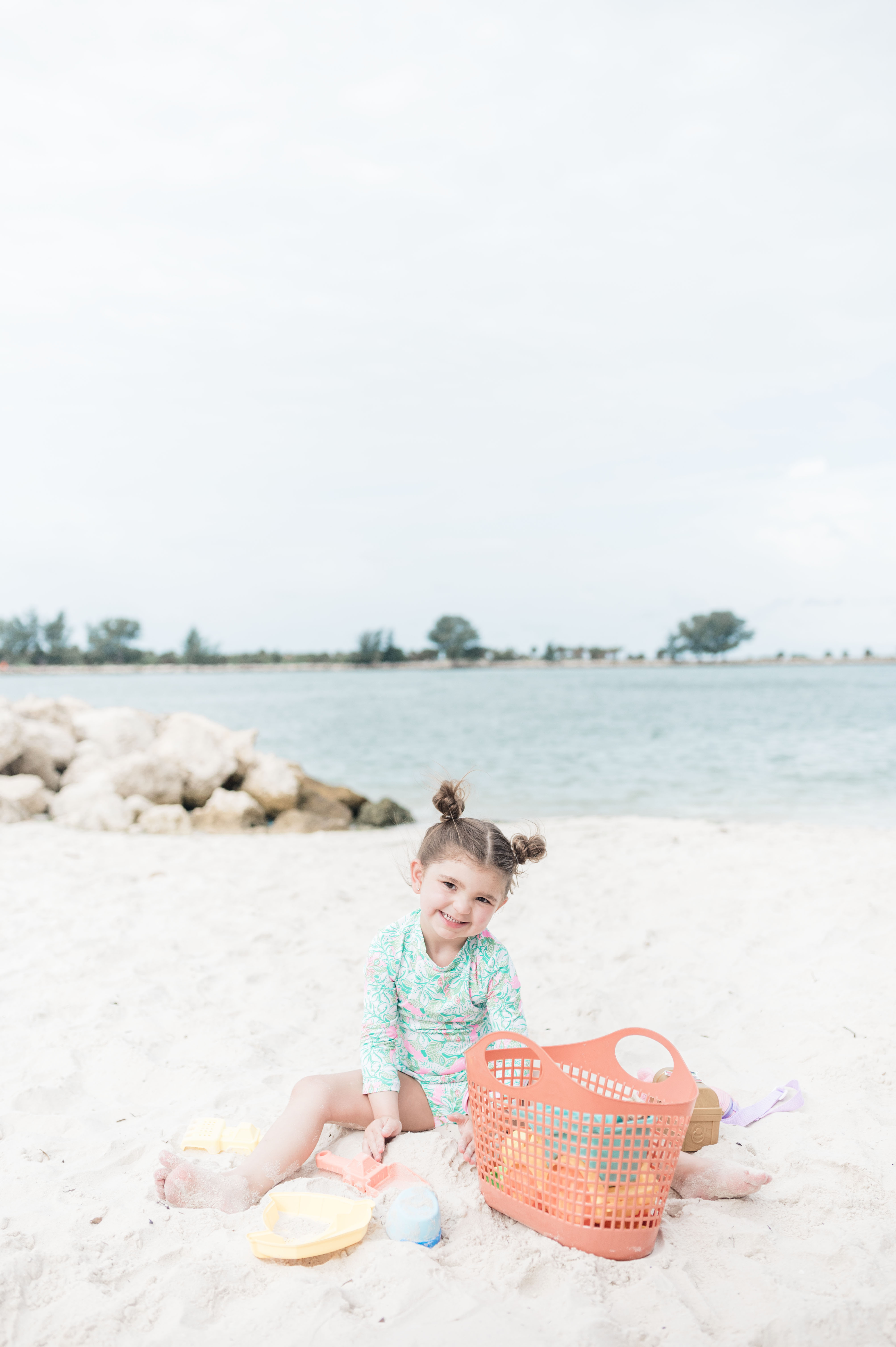 Eleanor playing with sand toys at the beach at JW Marriott Clearwater 