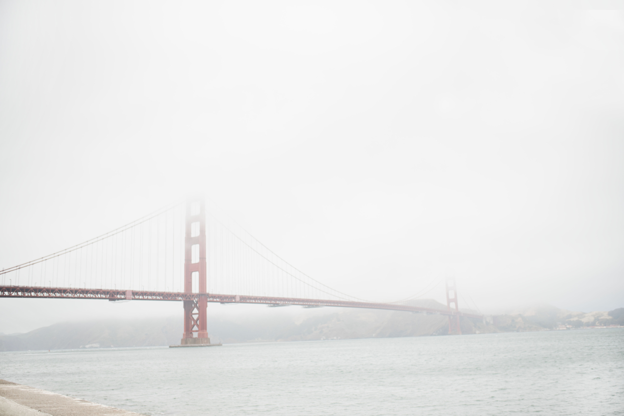 Golden Gate Bridge in San Fransisco, California in the fog