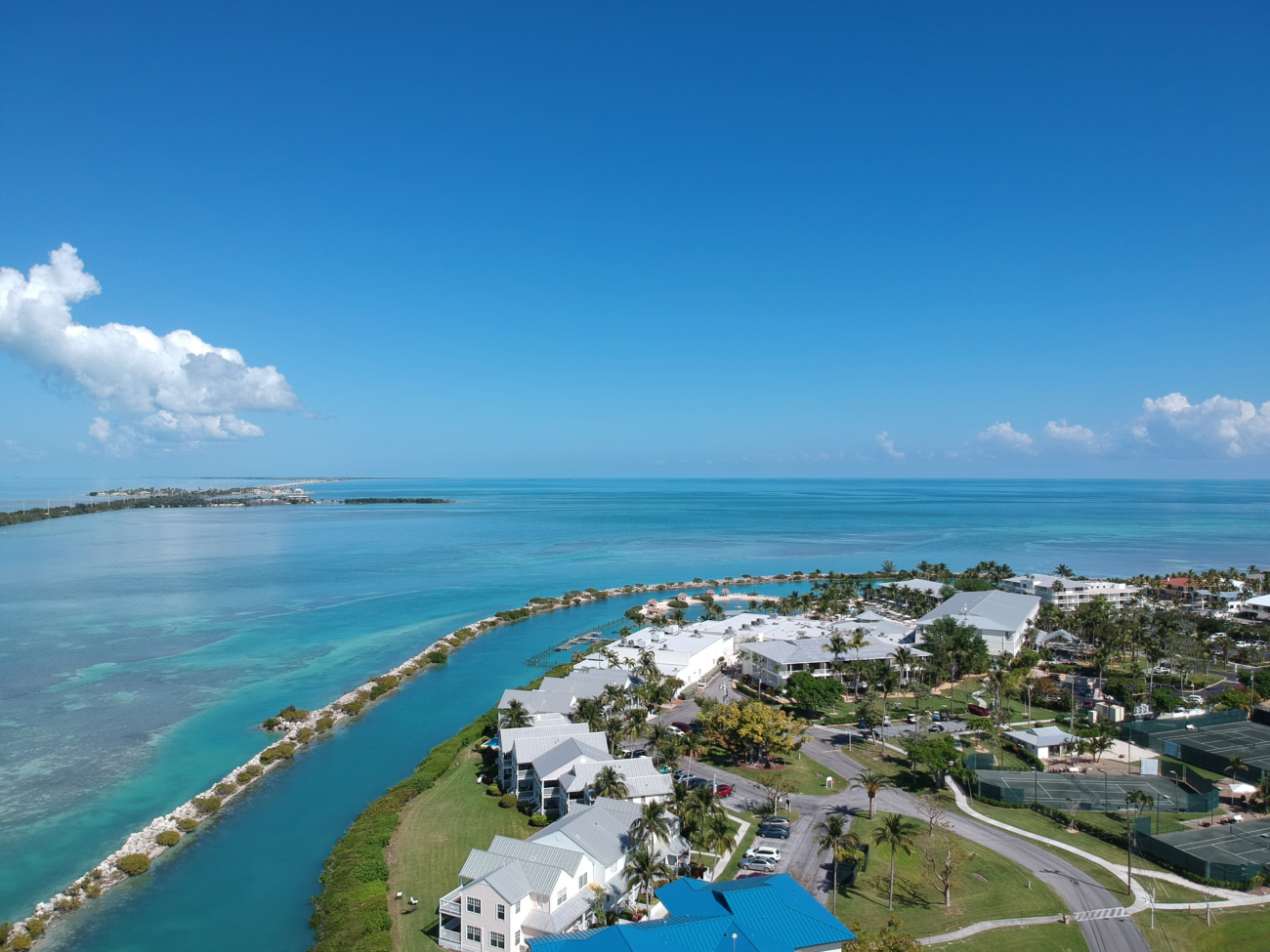 Aerial Views of Hawks Cay Resort in Duck Key of the Florida Keys. Family Resorts in Florida.