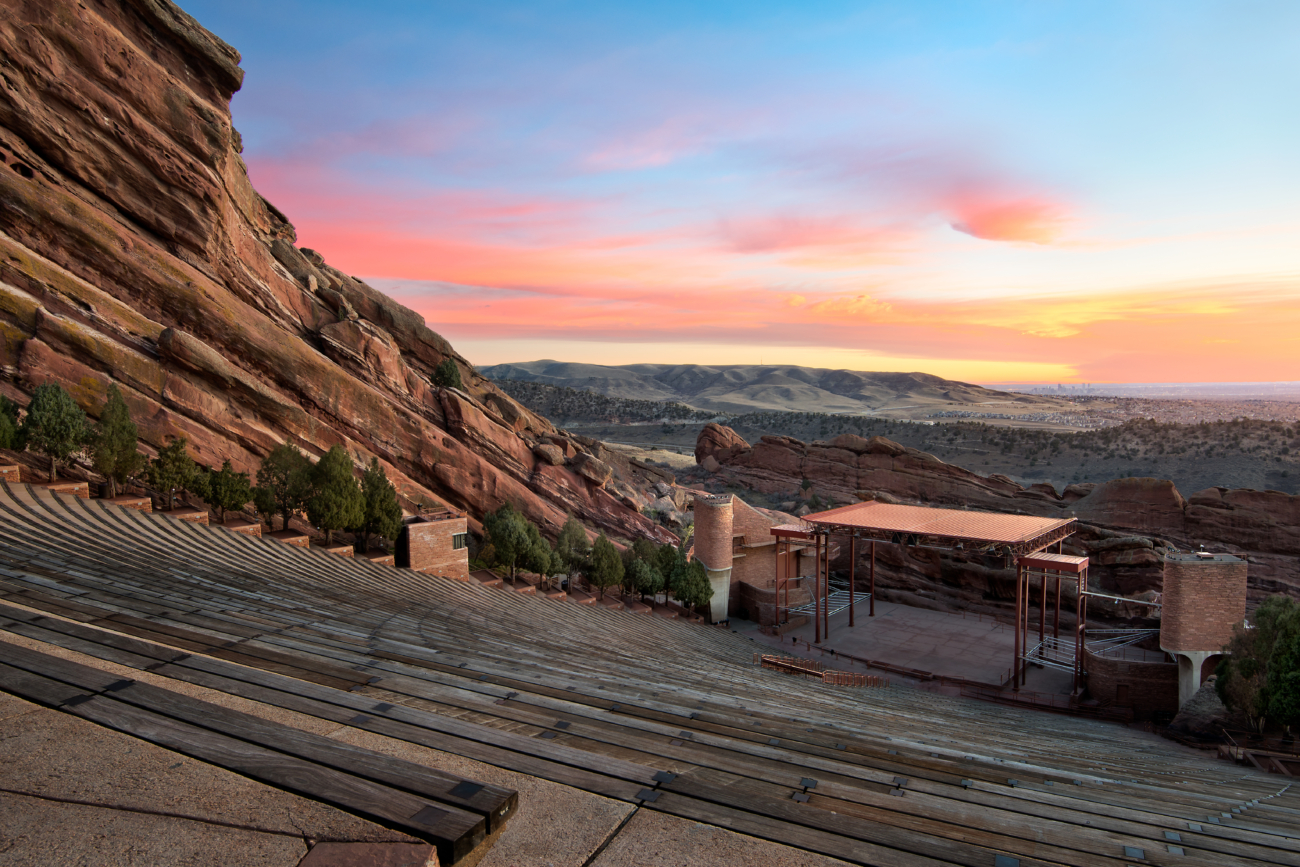 Sunset at Red Rocks near Denver--How to spend 24 hours in Denver