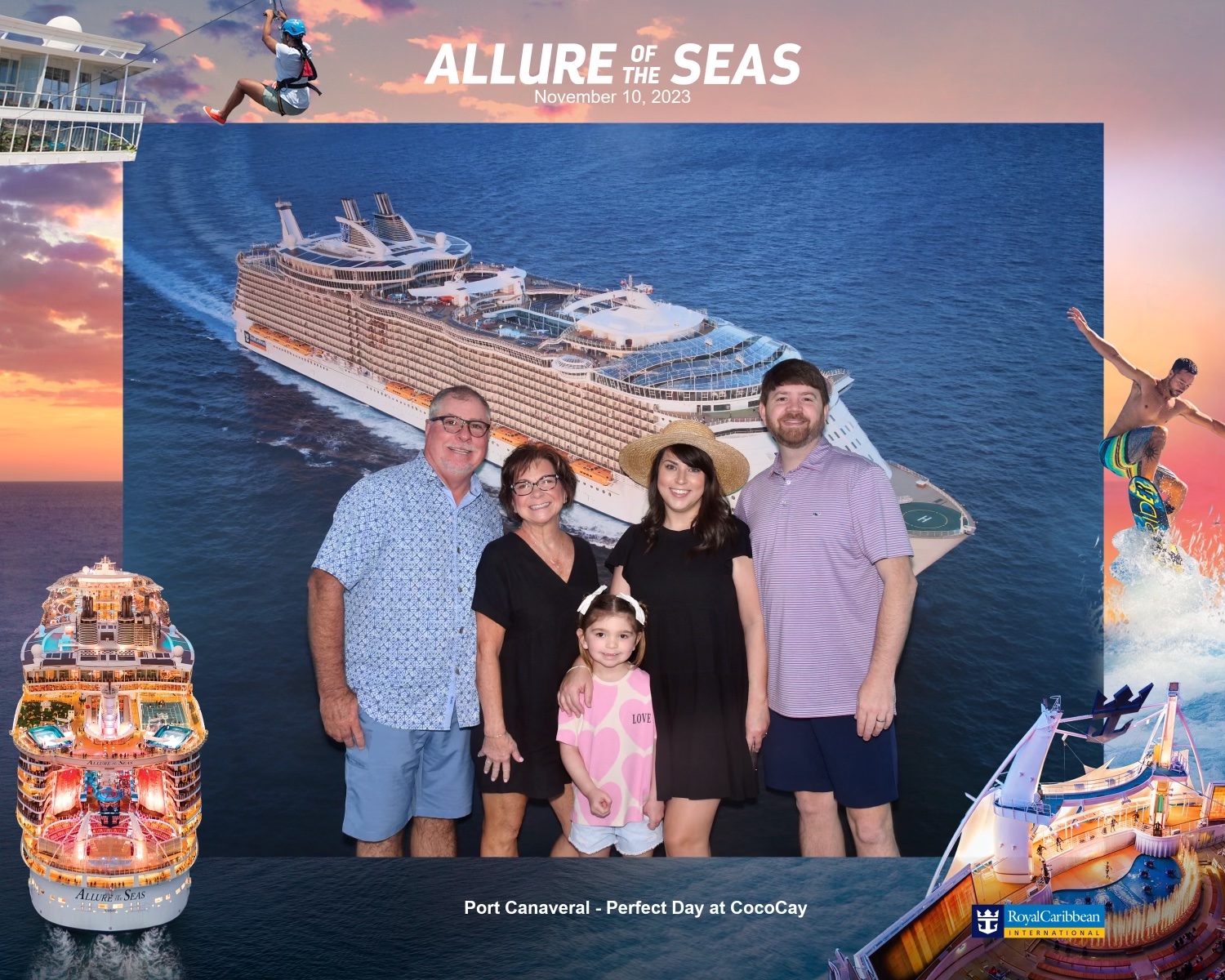 Stress-Free Cruising with Kids--embarkation photo on Allure of the Seas Royal Caribbean, Naylor Family