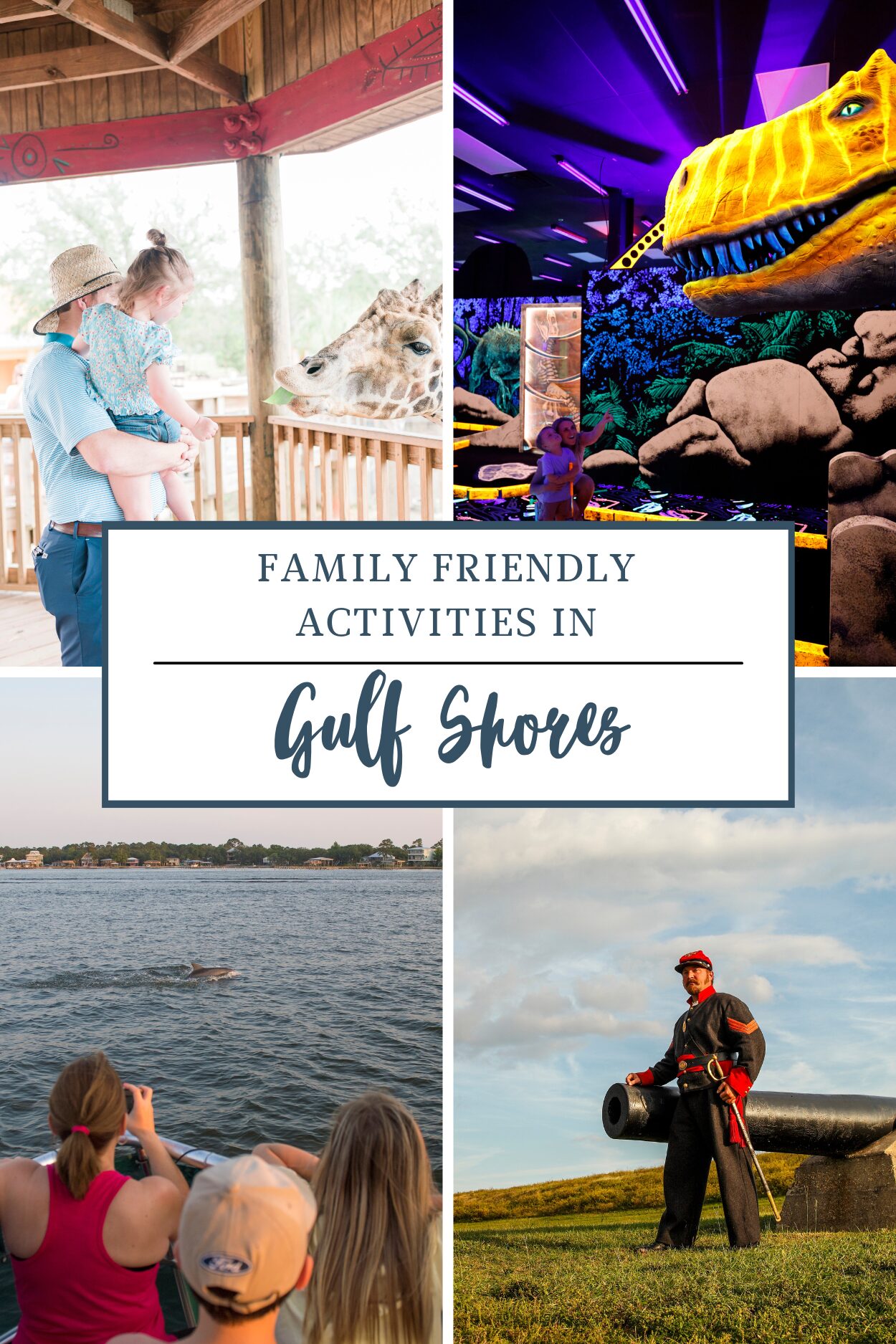 Best Gulf Shores Activities for Families--includes Alabama Gulf Coast Zoo, Jurassic Golf, Dolphin Cruising, and more
