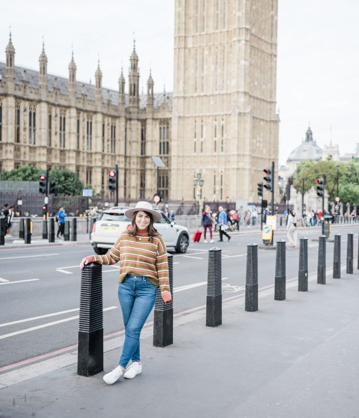 brittney naylor standing in street in front of big ben in london
